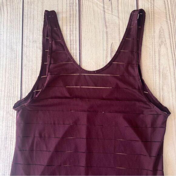 Athleta Max Out Chi Burgundy Sheer Stripe Side Tie Tank Top - Picture 6 of 11
